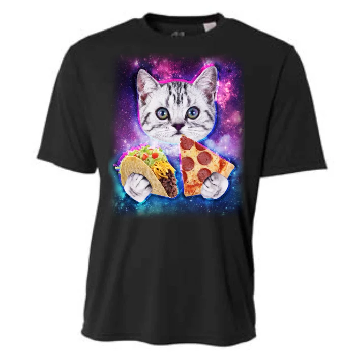 Space Cat Pizza And Tacos Cooling Performance Crew T-Shirt