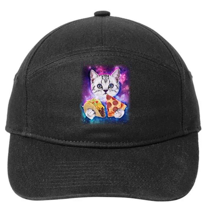 Space Cat Pizza And Tacos 7-Panel Snapback Hat