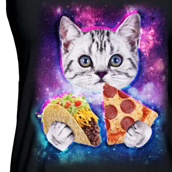 Space Cat Pizza And Tacos Ladies Essential Flowy Tank