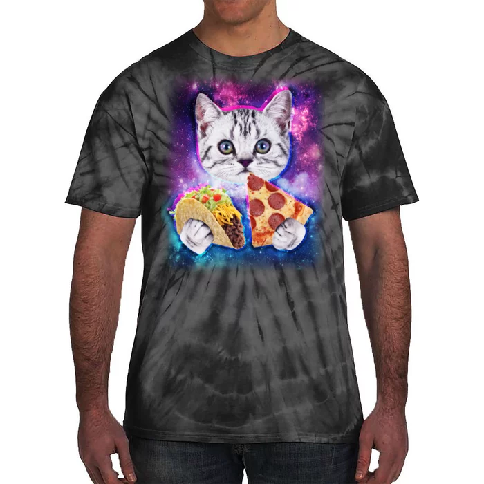 Space Cat Pizza And Tacos Tie-Dye T-Shirt