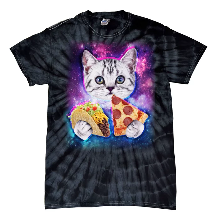 Space Cat Pizza And Tacos Tie-Dye T-Shirt