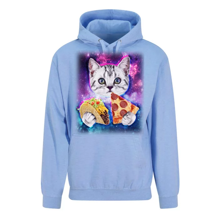 Space Cat Pizza And Tacos Unisex Surf Hoodie