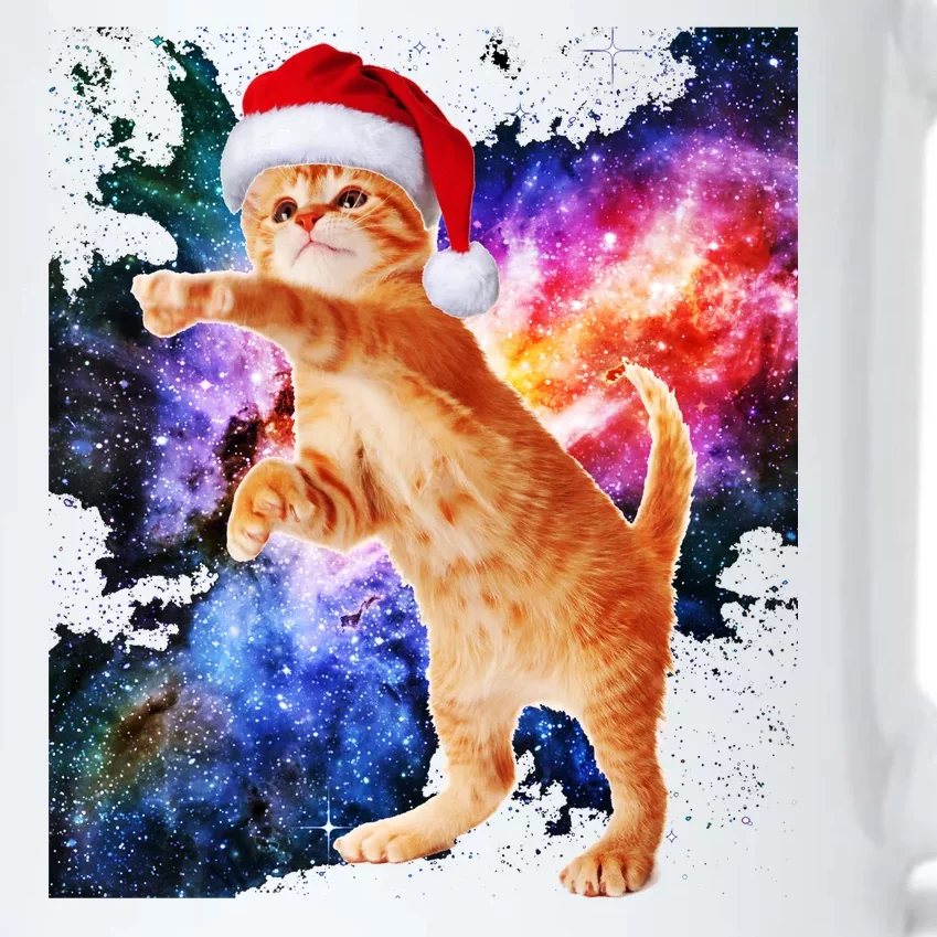 Space Christmas Cat Santa Kitty Black Color Changing Mug