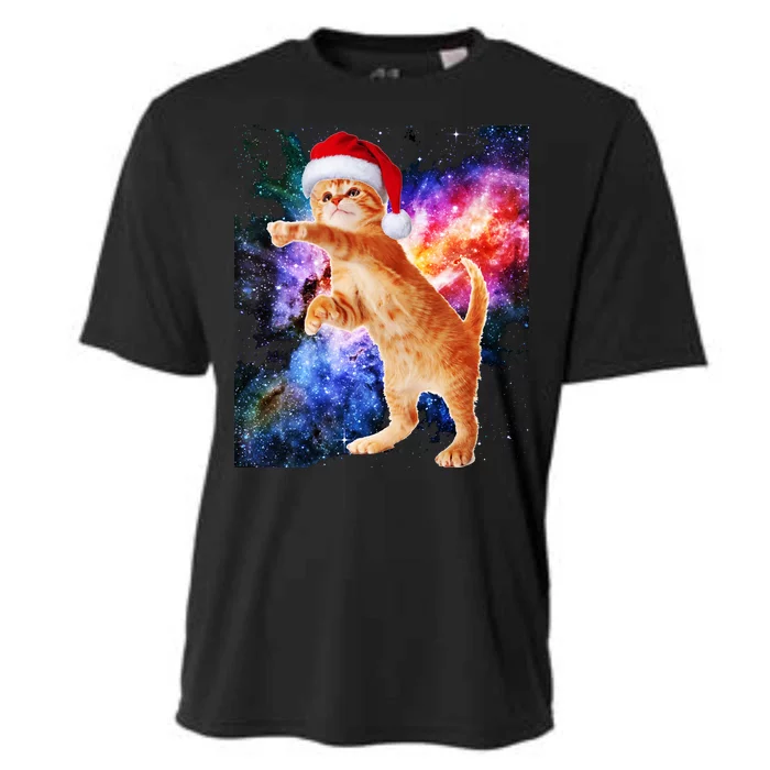 Space Christmas Cat Santa Kitty Cooling Performance Crew T-Shirt