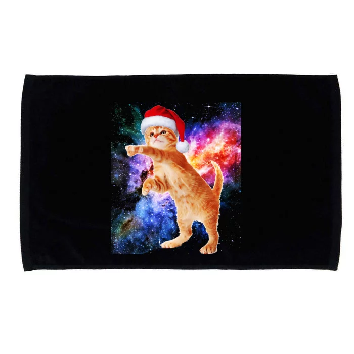 Space Christmas Cat Santa Kitty Microfiber Hand Towel