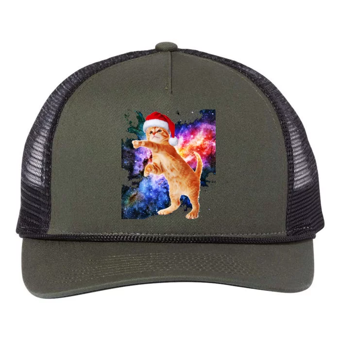 Space Christmas Cat Santa Kitty Retro Rope Trucker Hat Cap