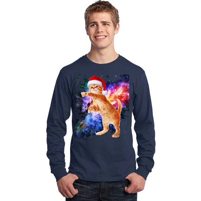 Space Christmas Cat Santa Kitty Tall Long Sleeve T-Shirt