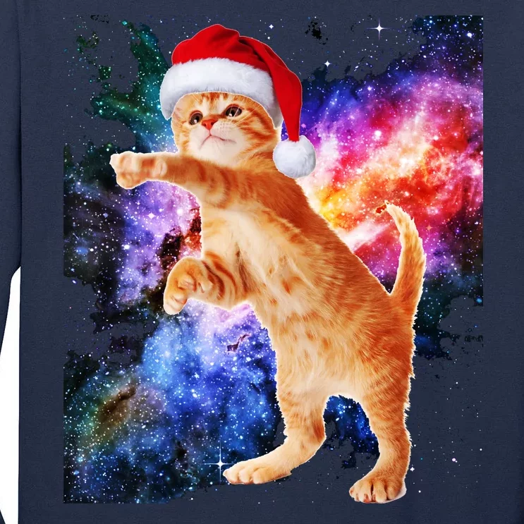 Space Christmas Cat Santa Kitty Tall Long Sleeve T-Shirt