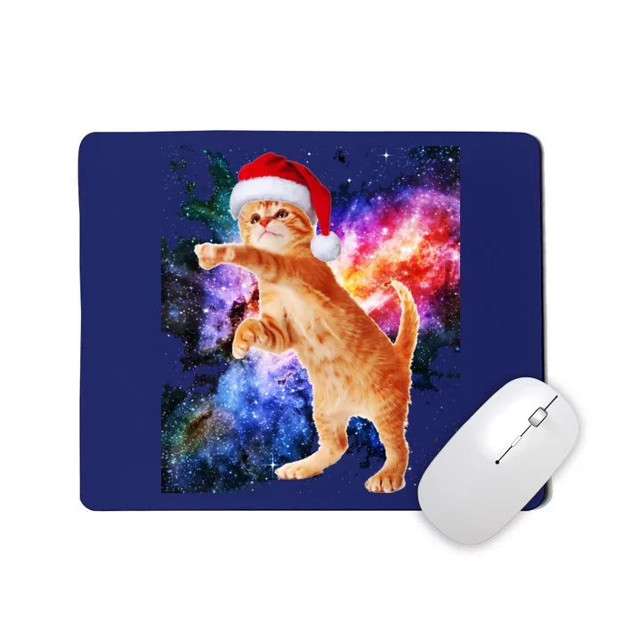 Space Christmas Cat Santa Kitty Mousepad