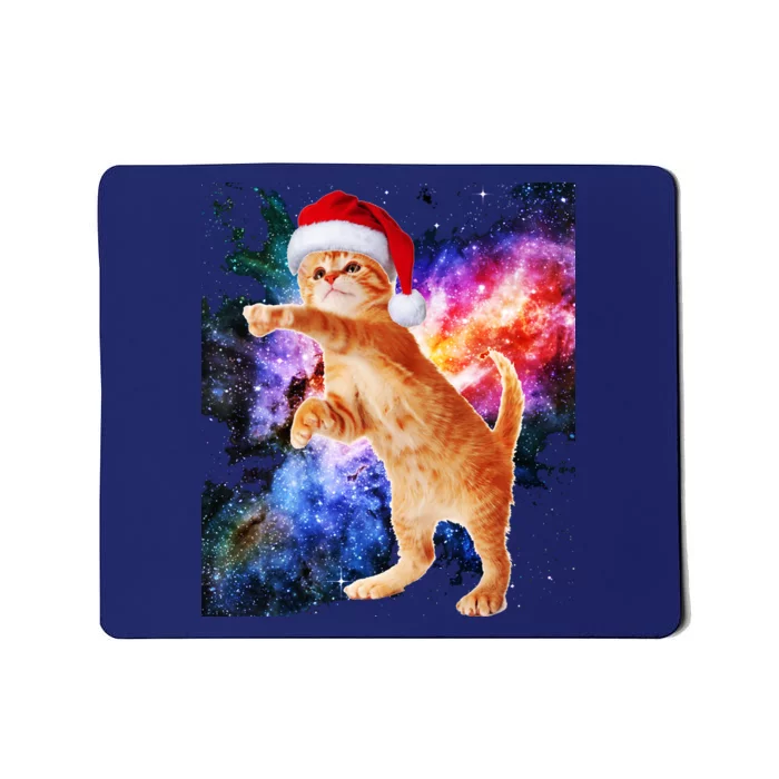 Space Christmas Cat Santa Kitty Mousepad