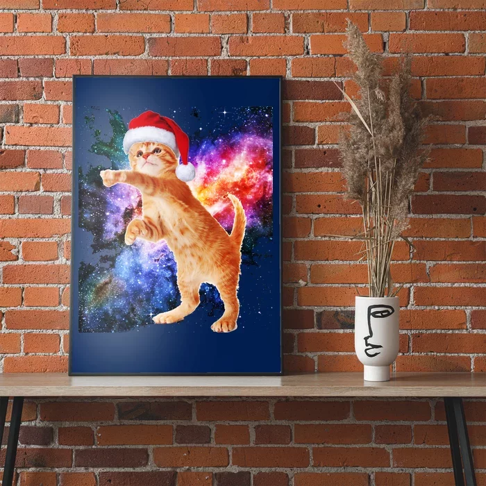 Space Christmas Cat Santa Kitty Poster