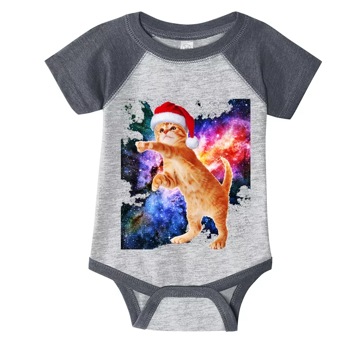 Space Christmas Cat Santa Kitty Infant Baby Jersey Bodysuit