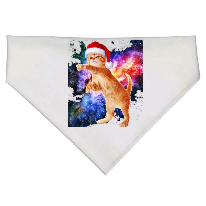 Space Christmas Cat Santa Kitty USA-Made Doggie Bandana