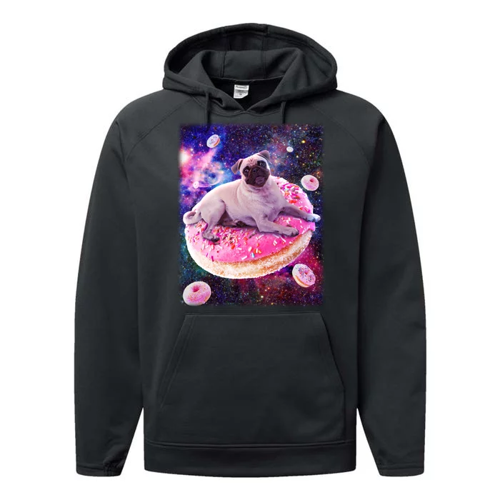 Space Donut Pug Performance Fleece Hoodie