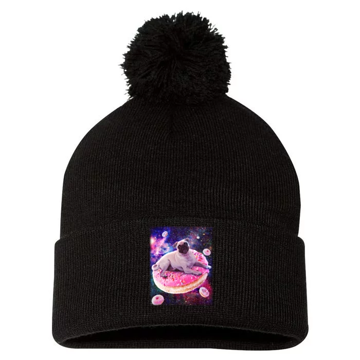 Space Donut Pug Pom Pom 12in Knit Beanie