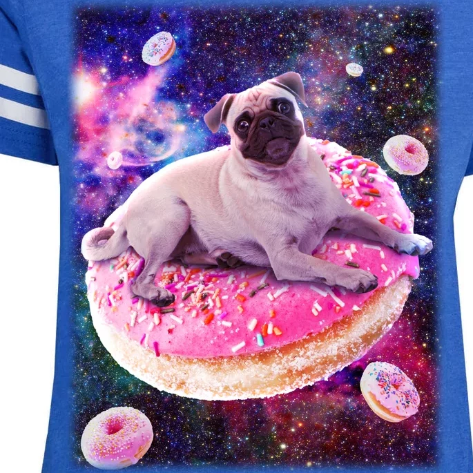 Space Donut Pug Enza Ladies Jersey Football T-Shirt