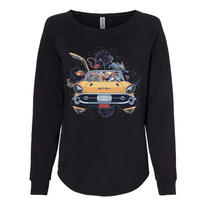 Space Family Cartoon Womens California Wash Sweatshirt