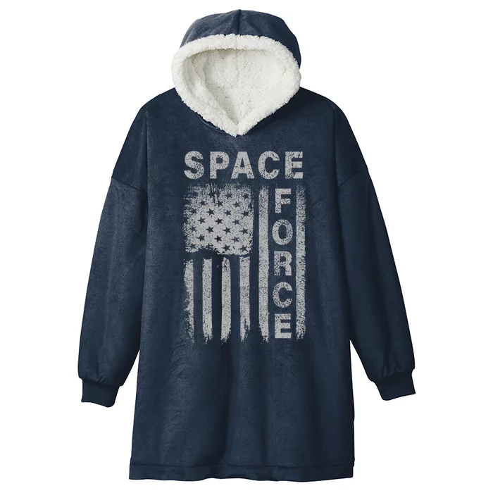 Space Force Grunge Flag Hooded Wearable Blanket