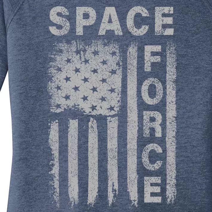 Space Force Grunge Flag Women's Perfect Tri Tunic Long Sleeve Shirt