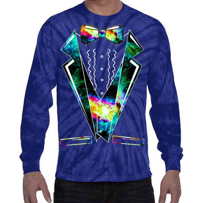 Space Galaxy Tuxedo Tie-Dye Long Sleeve Shirt