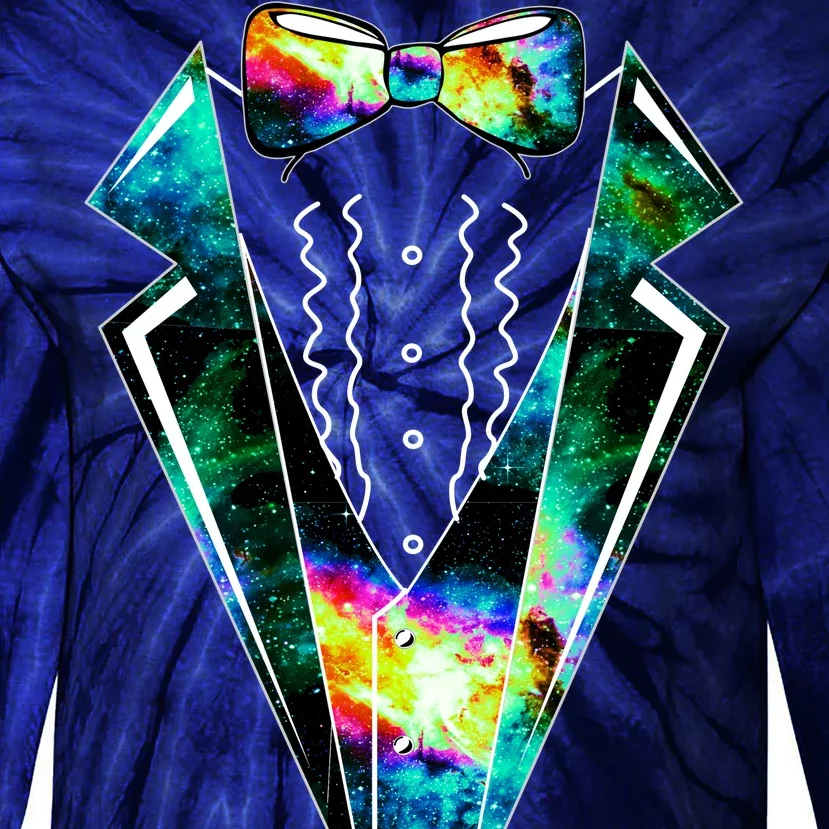 Space Galaxy Tuxedo Tie-Dye Long Sleeve Shirt