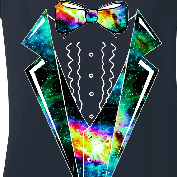 Space Galaxy Tuxedo Women's V-Neck T-Shirt