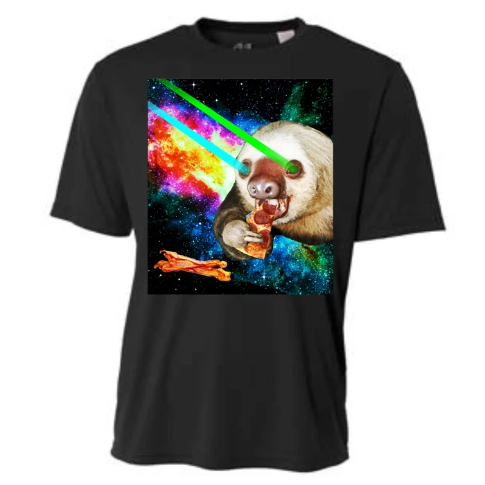 Space Hunger Dinner In Space Sloth Laser Pizza Cooling Performance Crew T-Shirt