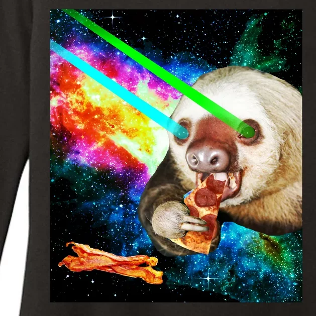 Space Hunger Dinner In Space Sloth Laser Pizza Womens CVC Long Sleeve Shirt