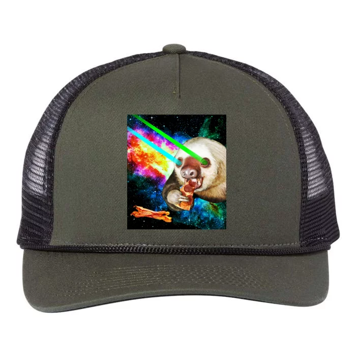 Space Hunger Dinner In Space Sloth Laser Pizza Retro Rope Trucker Hat Cap