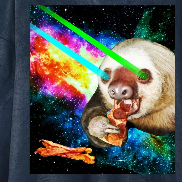 Space Hunger Dinner In Space Sloth Laser Pizza Hooded Wearable Blanket