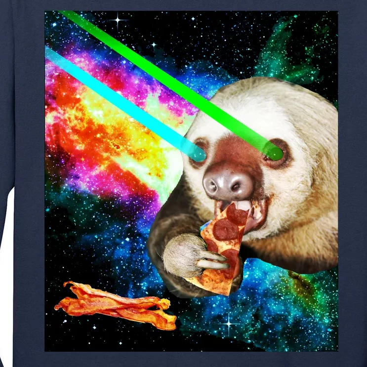 Space Hunger Dinner In Space Sloth Laser Pizza Tall Long Sleeve T-Shirt