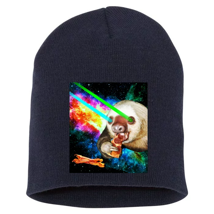 Space Hunger Dinner In Space Sloth Laser Pizza Short Acrylic Beanie