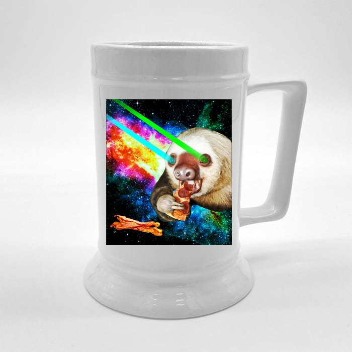 Space Hunger Dinner In Space Sloth Laser Pizza Front & Back Beer Stein