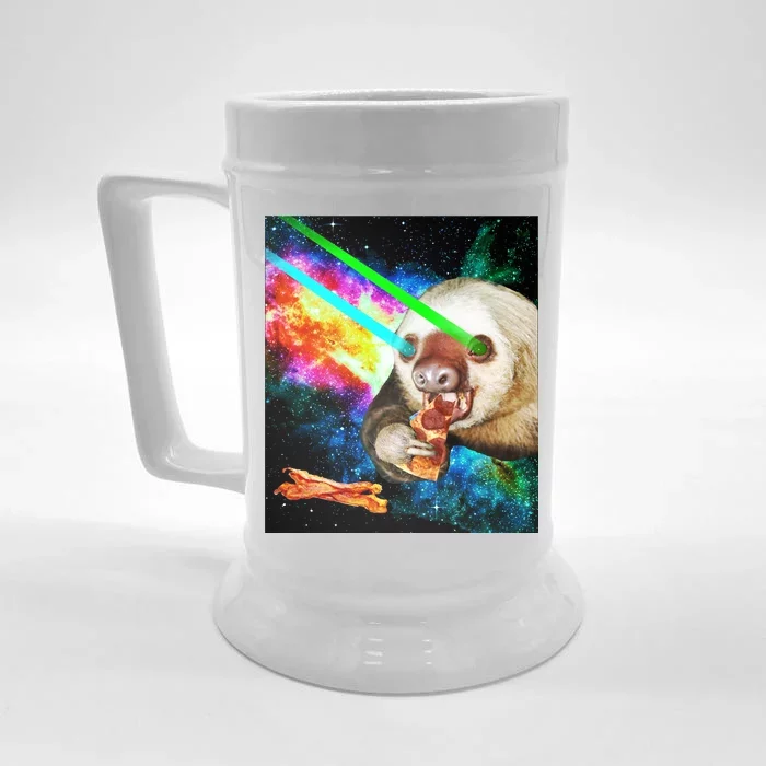 Space Hunger Dinner In Space Sloth Laser Pizza Front & Back Beer Stein