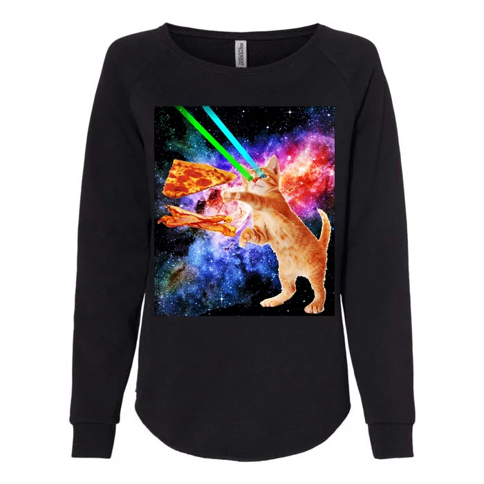 Space Hunger Flying Cat Pizza Bacon1 Womens California Wash Sweatshirt