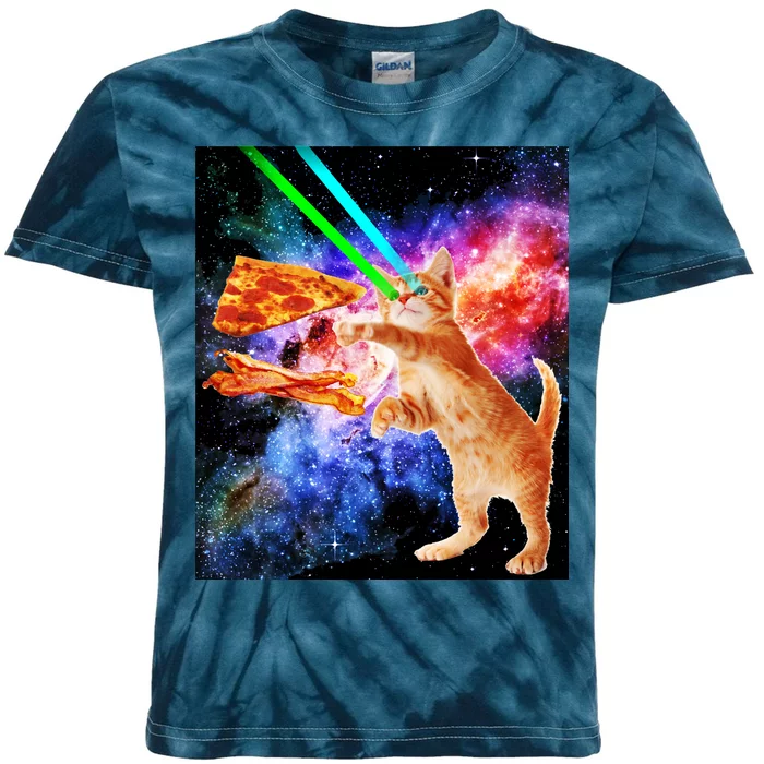 Space Hunger Flying Cat Pizza Bacon1 Kids Tie-Dye T-Shirt