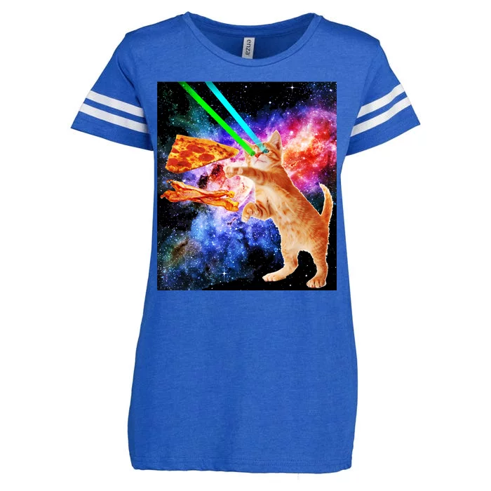 Space Hunger Flying Cat Pizza Bacon1 Enza Ladies Jersey Football T-Shirt