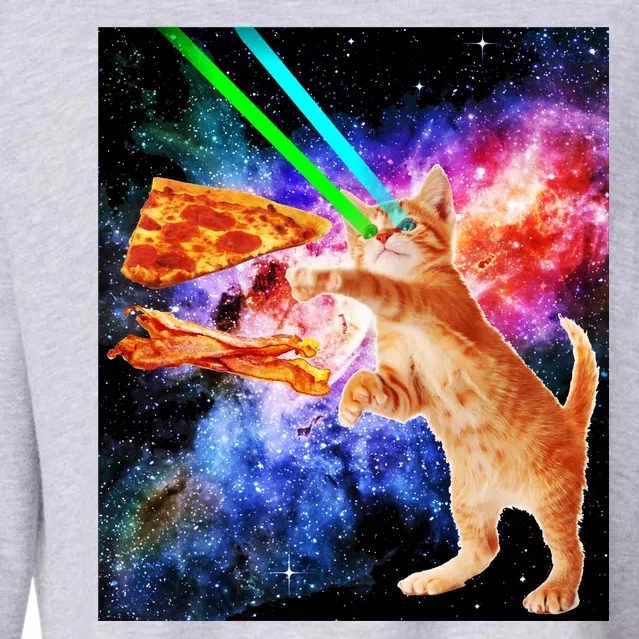 Space Hunger Flying Cat Pizza Bacon1 Cropped Pullover Crew