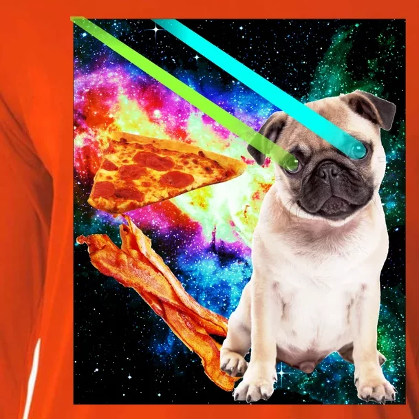 Space Hunger Pug Laser Pizza Bacon Cooling Performance Long Sleeve Crew