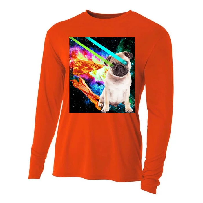 Space Hunger Pug Laser Pizza Bacon Cooling Performance Long Sleeve Crew