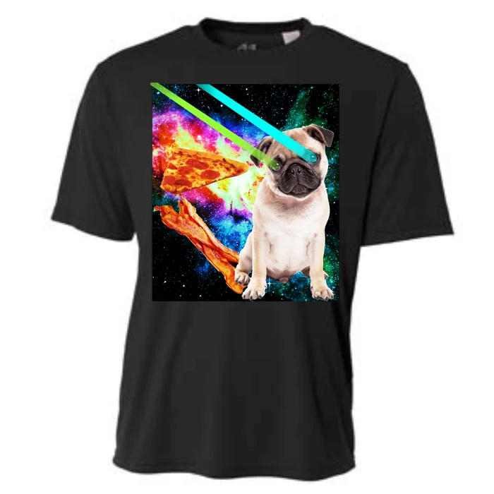 Space Hunger Pug Laser Pizza Bacon Cooling Performance Crew T-Shirt