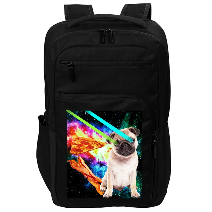 Space Hunger Pug Laser Pizza Bacon Impact Tech Backpack