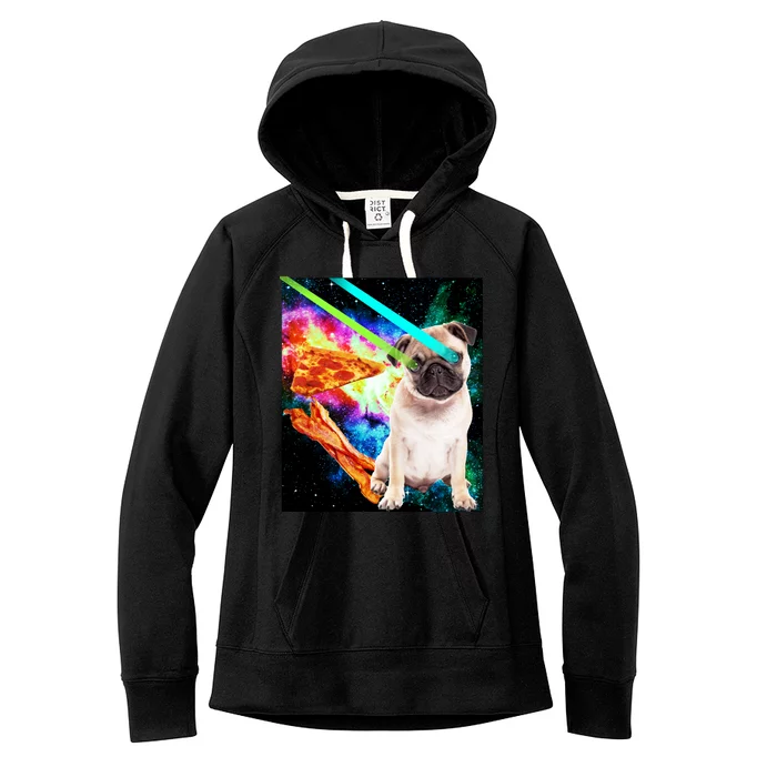 Space Hunger Pug Laser Pizza Bacon Women's Fleece Hoodie