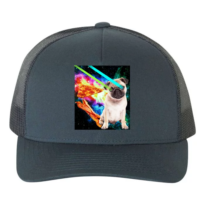 Space Hunger Pug Laser Pizza Bacon Yupoong Adult 5-Panel Trucker Hat