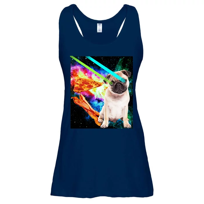 Space Hunger Pug Laser Pizza Bacon Ladies Essential Flowy Tank