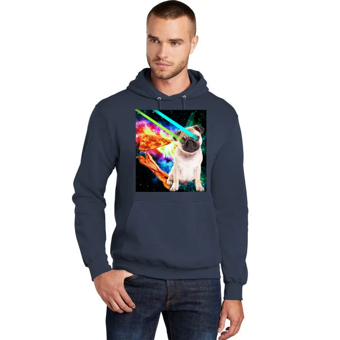 Space Hunger Pug Laser Pizza Bacon Tall Hoodie