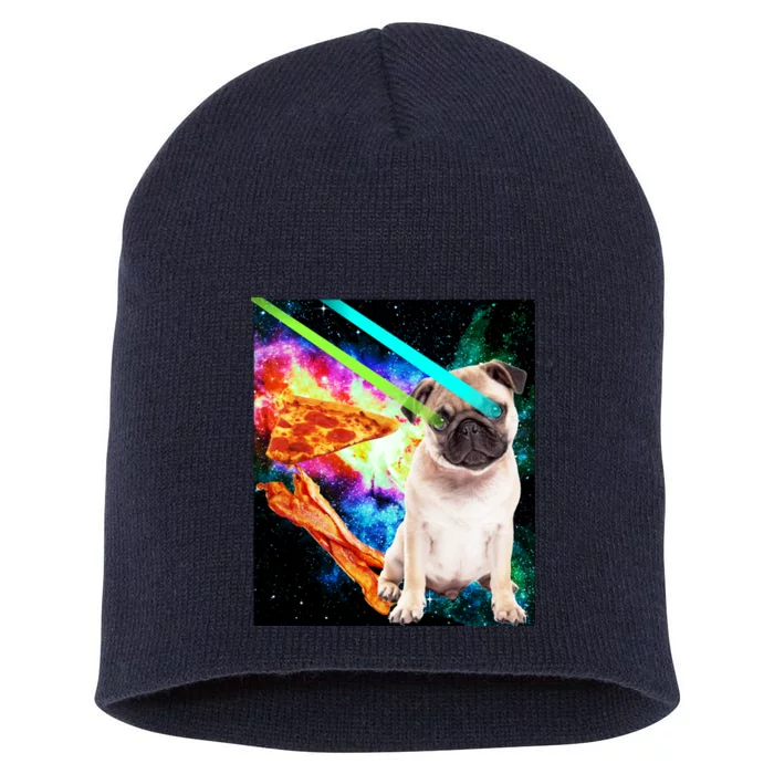 Space Hunger Pug Laser Pizza Bacon Short Acrylic Beanie