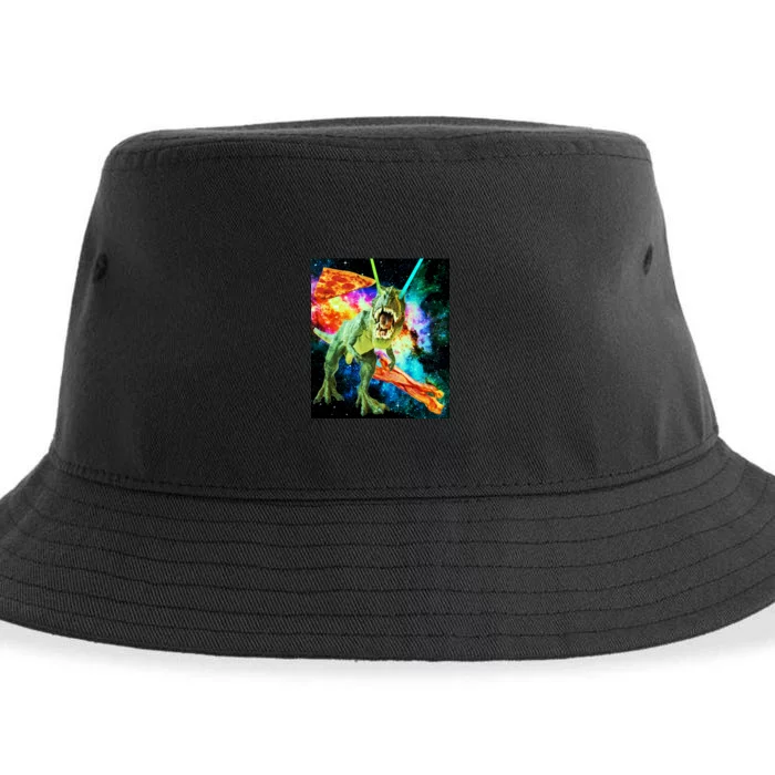 Space Hunger Wars T-Rex Pizza Bacon Sustainable Bucket Hat