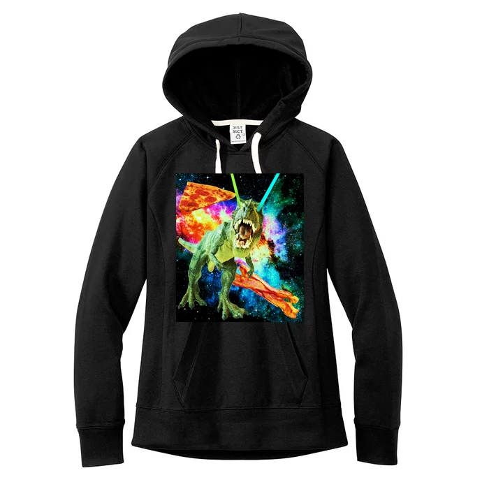 Space Hunger Wars T-Rex Pizza Bacon Women's Fleece Hoodie