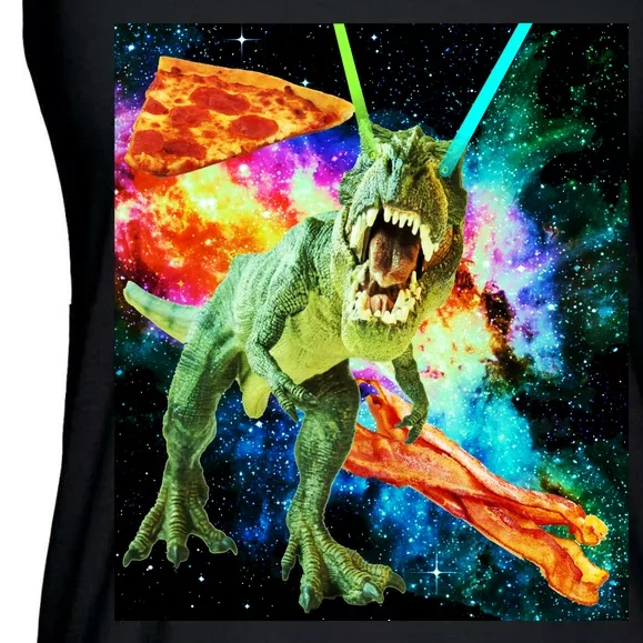 Space Hunger Wars T-Rex Pizza Bacon Ladies Essential Flowy Tank